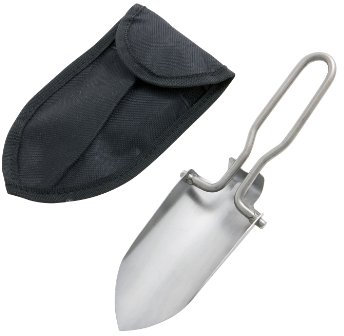 C.A.O. - Mini Pelle avec étui en Acier Inoxydable - Longueur 14,5 cm (pliée) 23 cm (dépliée) - Largeur 6 cm, Silver