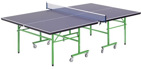 HOMCOM Tavolo da Ping Pong Pieghevole Interno con 8 Ruote 152.5 × 274 × 76cm