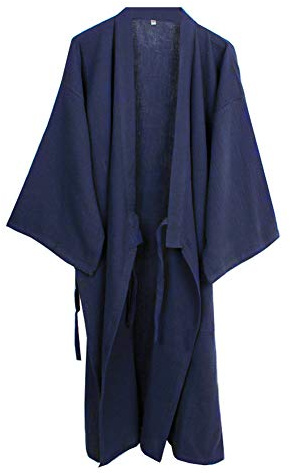 Camisón japonés para Hombre, Pijama, Kimono, algodón, camisón [Azul Marino, Talla XL]