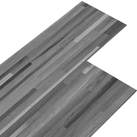 vidaXL PVC Laminat Dielen rutschfest Vinylboden Vinyl Boden Planken Bodenbelag Fußboden Designboden Dielenboden 5,26m² 2mm Gestreift Grau