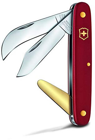 Victorinox, Budding- and Pruning Knife 3, Swiss Army Pocket Knife, Small, Garden, Multi Tool, Blade, curved, Blade, pointed tip, Red