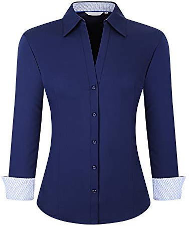 Alex Vando Women's Long Sleeve Dress Shirt Wrinkle Free Stretch Casual Work Blouse Tops