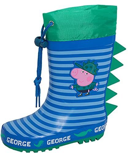 Peppa Pig Bottes de Pluie George Pig à Cordon pour garçons, Motif Dino, Vertes, Taille 10 UK Enfant/EU 28.