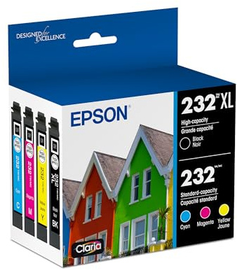 Epson 232 Claria Ink High Capacity Black & Standard Color Cartridge Combo Pack (T232XL-BCS) Works with Workforce WF-2930, 2950 and Expression XP-4200, 4205