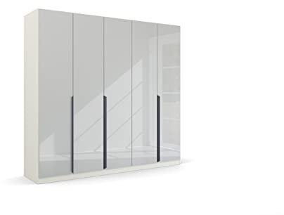 Rauch Möbel Modern by Quadra Spin Schrank Drehtürenschrank, Weiß-Glas Weiß, 5-TRG., inkl. 3 Kleiderstangen, 3 Einlegeböden, BxHxT 226x210x54 cm