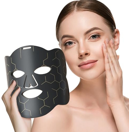 Rotlichtlampe LED Maske Gesicht, Silikon Red Light Therapy Face, 660nm Rotlichtlampe & 850nm Infrarotlampe Gesicht, 222 Chips Rotlicht Therapie Maske für Gesicht Hautverjüngung Anti-Aging