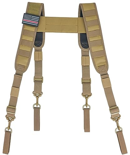 MELOTOUGH Tactical Duty belt Suspenders for Duty Military Belt Harness Police Suspenders Law Enforcement Belt(Khaki)