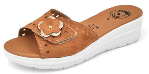 JOMIX Sandales Compensées Femme avec Scratch Réglable Pantoufles d'été Sandales Anatomiques Confortables Fabriqué en Italie