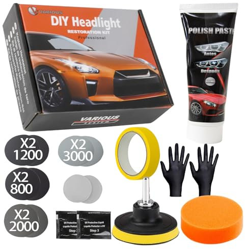 various -Kit di restauro fari Auto lucidatura fari Auto per ripristinare fari torbidi, ristoratore di fari ingialliti o usurati