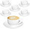 AZKEEGREY Lot de 6 tasses à cappuccino - 170 ml - Blanc - Avec soucoupes - En porcelaine - Passe au lave-vaisselle