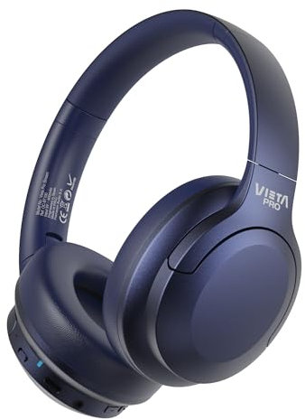 Vieta Pro Auricular Diadema Stream, Bluetooth 5.4, Dual Pairing, Modo de Juego, Micrófono Integrado y en Cable, USB-C. Batería 50 H. Color Azul