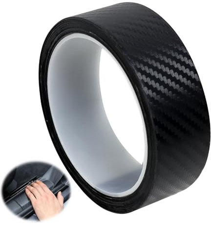 Pellicola di Carbonio Adesivo in Fibra di Carbonio per Porta Auto di 3 cm x 5 m, Pellicola di Protezione della Verniciatura per Soglia della Porta Bordo della Porta Paraurti e Protezione della Vernice