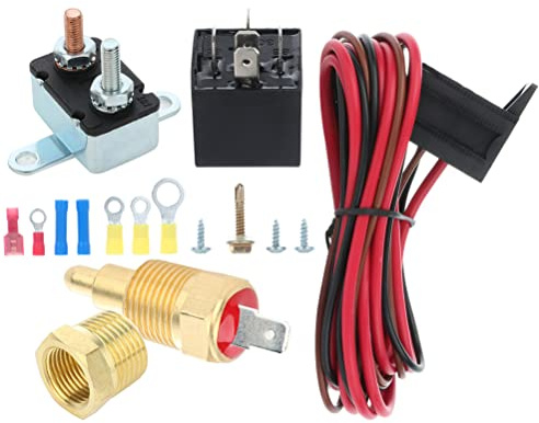 LSAILON Kit di cablaggio elettroventilatore 175-185 gradi, ventola di raffreddamento, set termostatico, sensore di temperatura, interruttore di temperatura, 40, 50, 60 Ampere, kit relè