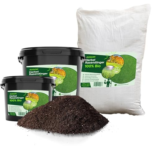 100% Pflanzlicher Bio Rasendünger Herbst 7kg - Kaliumreich, Staubarmes Granulat - Macht Rasen Winterfest, Moosfrei & Gesund - Ideal für Streuwagen, Herbstdünger für dichten, starken Rasen