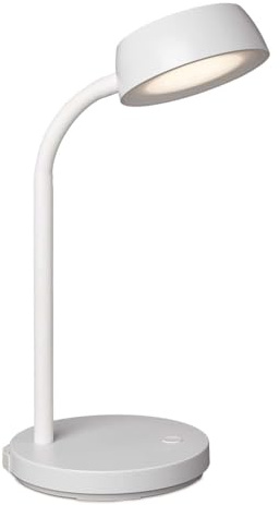 MAUL Schreibtischlampe LED MAULabby | Kleine Schreibtischlampe mit Standfuß | Moderne Tischlampe für Schreibtisch, Büro | Flexible LED Lampe mit 3000K warmweißem LED Licht | Weiß