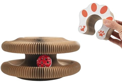 Yilceemy Planche à gratter pour Chat d'orgue Magique, Griffoir pour Chat Carton avec Balle, Griffoir Magique pour Chat, Tapis à gratter interactif avec Balle, Jouet Interactif pour Chat Interieur