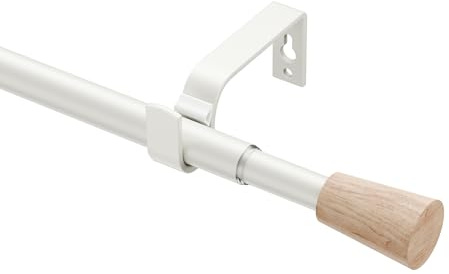 Tringle à rideaux extensible blanche 76-280 cm, diamètre 16/19 mm avec kit de ferrures, pour rideaux à œillets, embout design unique, décoration salon, chambre à coucher, épissée réglable
