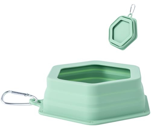 Gamelles pliable en Silicone pour chien gamelle de voyage pour chiens et chat, Gamelle anti-débordement pour chiens bols de chien polygonal créatifAccessoires de voyage pour animal de compagnie (Vert)