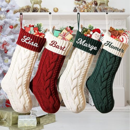 Calze di Natale personalizzate Nome personalizzato Famiglia Calze di Natale 45,7 cm Grandi Calze a Maglia Camino di Natale Appese per Feste di Famiglia Decorazione
