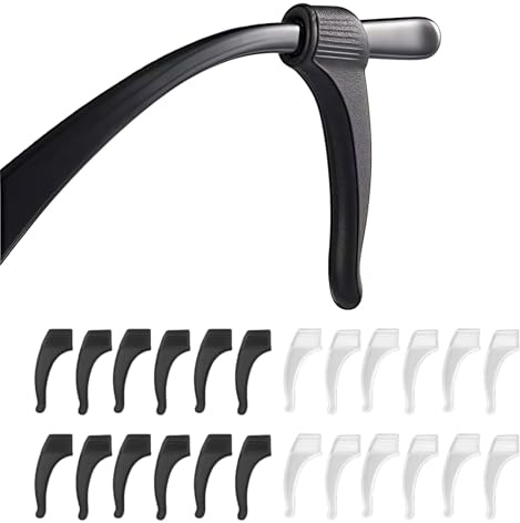ONGNIUU 24 Paia Ferma Occhiali, Ferma Occhiali in Silicone, Fissaggio Antiscivolo, Comodo da Indossare, Adatto per Occhiali da Sole, Presbiti, Nero + Bianco