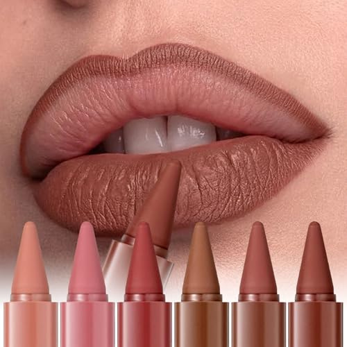 6Pcs 2-in-1 Gradient Lip Liner & Lipstick Set, Velvety Waterproof Mini Lip Makeup, Long Lasting Stain-Proof Multi-Purpose Lip Color, Lipsticks for Older Women