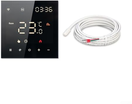 Smart termostat, WiFi LCD pekskärm display temperaturkontroll för Tuya-app röststyrning gaspanna elektrisk golvvärme fjärrkontroll smart hem (svart elektrisk)
