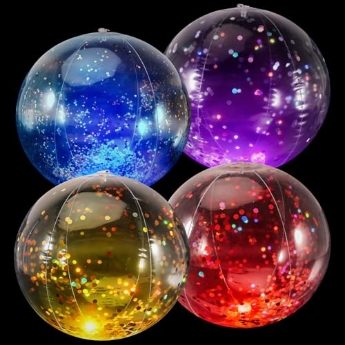 Joycabin 4 bolas de agua LED hinchables, 40 cm, bolas hinchables para piscina, piscina, pelota de playa