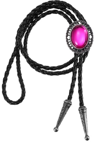 PATIKIL Bolo Tie for Men, Western Cowboy Leather Necktie Gem Bolo Tie Necklace Cowhide Rope Necktie for Women Men