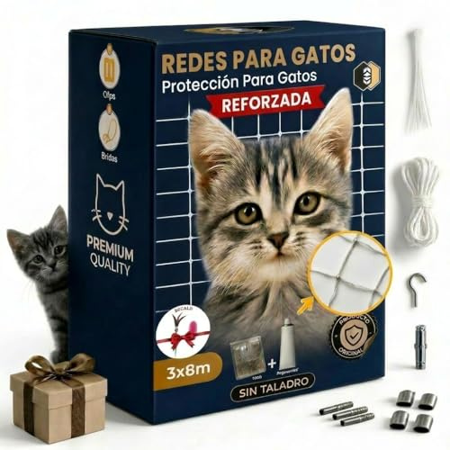 FR3 Red para Gatos Terraza Blanca Reforzada 3x8 | Balcón Ventanas Seguridad