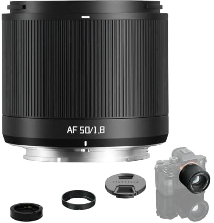 TTArtisan AF 50 mm F1.8 Neo autofokus objektiv för E-Mount fullformat, 50 mm fast brännvidd, F1.8 stor bländare, STM autofokus, ögonAF, 156 g lätt, för spegellösa helformatkameror