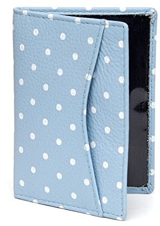 Polka Dot Leather Oyster Card Holder/Travel Pass Holder by 1642 (Blue)