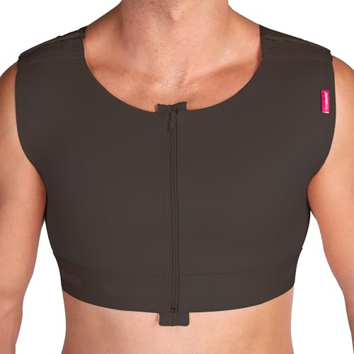 LIPOELASTIC MTMS Comfort – Débardeur de Compression Homme Post-Opératoire, Compression Médicale Après Gynécomastie (FR/ES, Alpha/lettres, M, Taille normale, Taille normale, Noir)