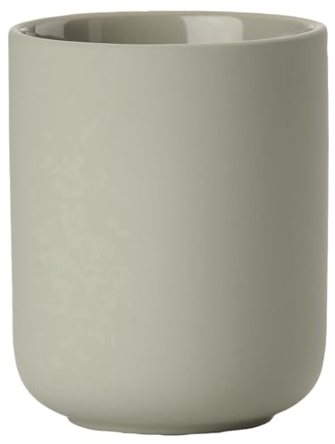Zone Denmark Ume tandborstmugg, tandborsthållare, tandborstmugg, tillverkad av stengods/keramik, vackert & praktiskt badrumstillbehör, diameter 8,3 cm, höjd 10,3 cm, eukalyptusgrön