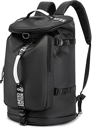FUNYAGO Gym Duffle Bag Waterproof black Laptop Backpack Suitable for Hiking, Fishing, Travel 40L Large Capacity Trendy Cool Lightweight Backpack for Men and Women (Black)…