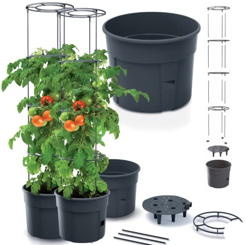 DTU24 Tomaten Topf 28 L Mit Integrierter Rankhilfe - Hochbeete Für Garten & Balkon, Gewächshaus Klein - Langlebig, Robust & Platzsparend, Ideal Für Terrassen, UV-Beständig, Einfach Zu Reinigen