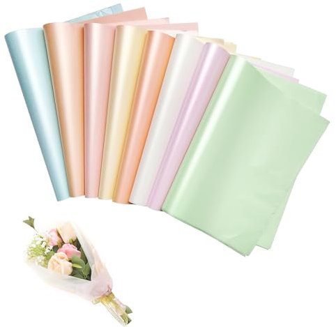 TONAUP 120 Blatt Metallic Seidenpapier Set, 8 Farben Geschenkpapier Seidenpapier 30x21cm Glitzerndes Seidenpapier zum Verpacken,Pompoms, Papierblumen, Tischdeko für Weihnachten, Hochzeit, Geburtstag