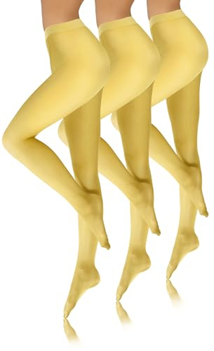 sesto senso 3 Paia Collant Donna Giallo in Microfibra Opaco 40 Den 2 XS-S Giallo
