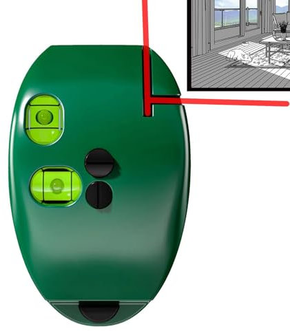 Scala elettronica a 90 gradi | Livello autolivellante verde con linee trasversali orizzontali e verticali | MiNni livello infrarosso portatile per cornice foto, porta, parete, pavimento