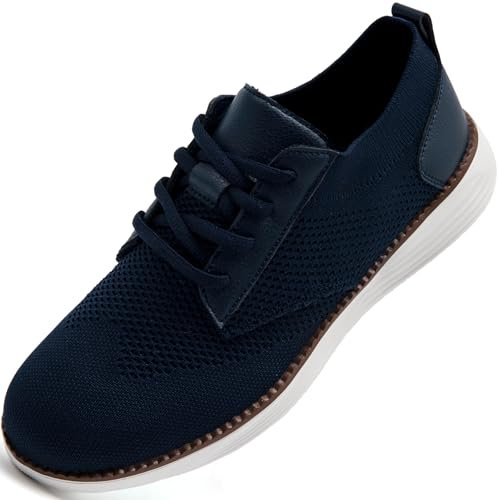 IVQDZL Schuhe Herren Anzugschuhe Atmungsaktiv Business Freizeitschuhe Sportschuhe Turnschuhe Laufschuhe Slip On Oxfords Elegante Hochzeit Formale Moderne Männer Draußen Blau EU 47