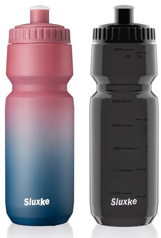 SLUXKE 32oz Bike Water Bottle Squeeze 2Pack, 1000ml Sports Bicycle Water Bottle BPA Free, Lightweight Fits Most Bicycle Bike Cages