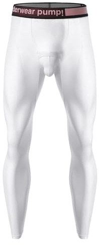 Freebily Herren Transparente Öl Glanz Leggings Mit Bulge Pouch Männer Sport Unterwäsche Unterteile Training Fitness Tights Weiß XXL
