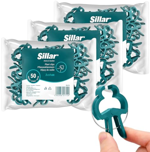 Sillar Clip a Molla per Piante 3 × 4 cm, 150 pz – Ganci Legatura Pomodori, Cetrioli, Piante Rampicanti, Orto, Serra, Balcone