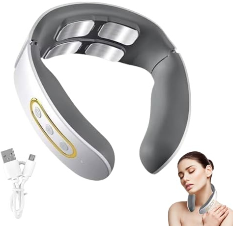 Masseur Cervical Shiatsu avec Chauffage 42°C, 4 Têtes à Impulsion, 6 Modes & 9 Niveaux, Design U Portable et Rechargeable, Masseur electrique sans fil,Cadeau femme homme maman (Blanc)