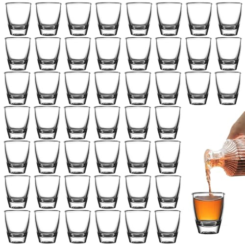 Set med 48 glasshots, 30 ml glasshots, glasshots med tjock botten, festartiklar litet shotsglas, hårdglas, diskmaskinbeständigt, direktdricksglas, för fest, klubb