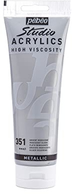 Pébéo - Acrylique Fine Studio Acrylics - Peinture Acrylique Argent Brillant - Argent - 250 ml 169-351