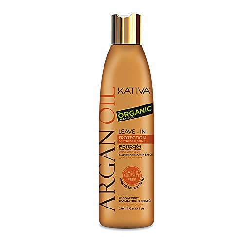 Kativa Argan Oil Leave-in 250 ml | Crema de peinar | Cabello Seco | Protección, Suavidad y Brillo | Acondicionador sin Aclarado | Aceite de Argán Orgánico