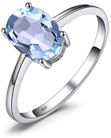 JewelryPalace Anillos Mujer Plata Piedra Preciosa Natural Amatista Citrino Granate Peridoto Topacio Birthstone Solitario, Anillos Plata de ley 925 Mujer, Aniversario, Joyería Personalizada