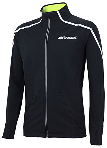 Airtracks Herren Thermo Fahrradjacke Winter Radjacke Softshell AIR TECH - Schwarz - XXL