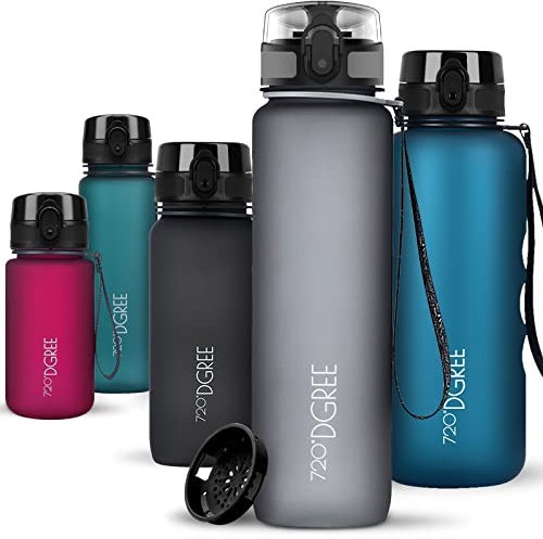 720°DGREE Trinkflasche 1l Sport “uberBottle“ softTouch +Sieb - BPA-Frei - Wasserflasche für Uni, Arbeit, Fitness, Fahrrad, Outdoor, Job - Sportflasche aus Tritan - Leicht, Stoßfest, Wiederverwendbar