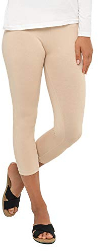 Celodoro damleggings (3/4 Capri), stretchjerseybyxor av bomull, Beige, M